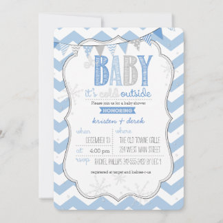 Baby Het is koud buiten Blauw Baby shower Uitnodig Kaart