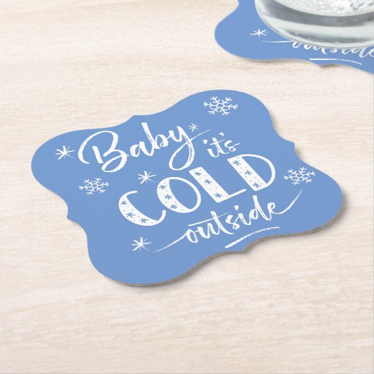 Baby Het is koud buiten blauw Kartonnen Onderzetters (Gekanteld)