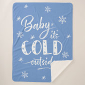 Baby Het is koud buiten blauw Sherpa Deken (Voorkant)