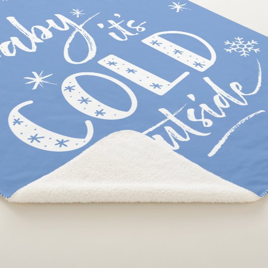 Baby Het is koud buiten blauw Sherpa Deken (3/4)
