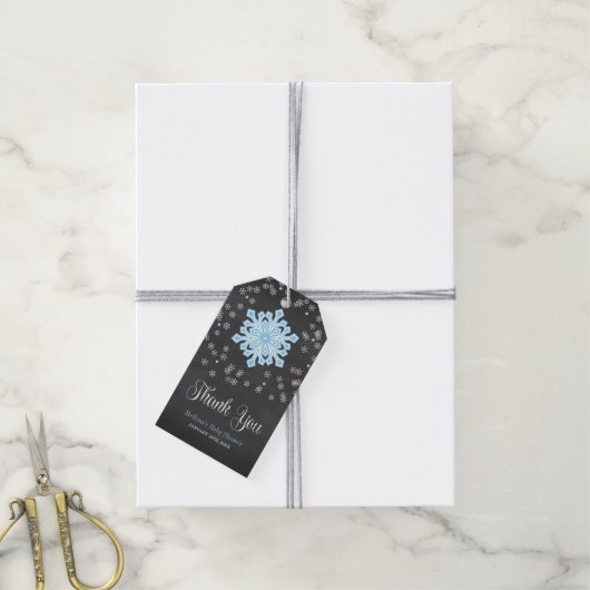 Baby Het is Koud Buiten Blauwe Snowflakes Baby sho Cadeaulabel (Met Touw)