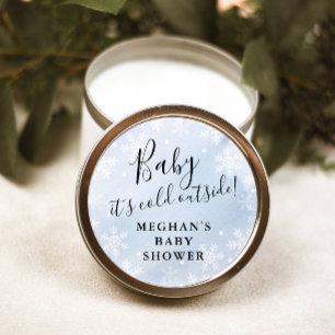 Baby Het is koud buiten Blue Baby shower gunst Ronde Sticker