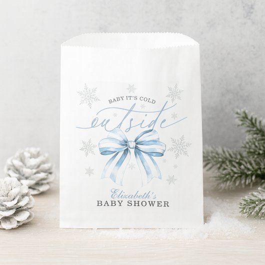 Baby Het is koud buiten Blue Bow Winter Baby showe Bedankzakje