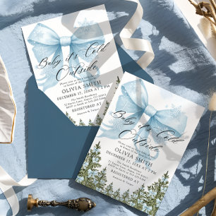 Baby Het is koud buiten Blue Bow Winter Baby showe Kaart