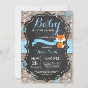 Baby het is koud buiten Blue Fox Boy Baby Shower Kaart