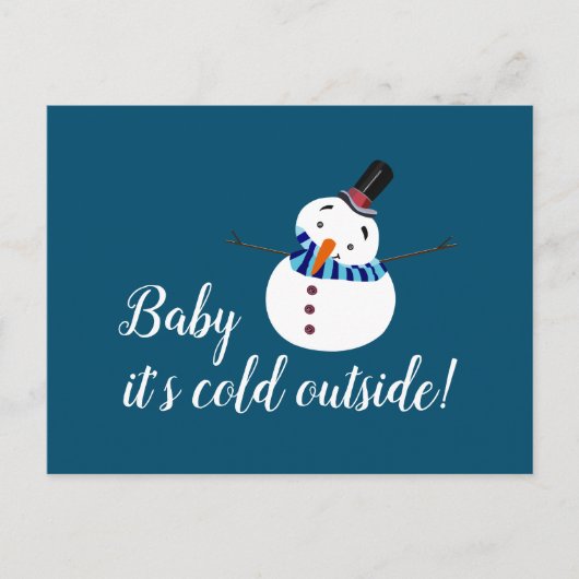 Baby Het is koud buiten, Blue Snowman Briefkaart (Voorkant)