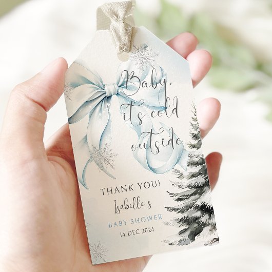 Baby het is koud Buiten Bow Baby shower Cadeaulabel