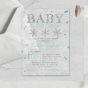 Baby Het is koud buiten Boys Winter Baby shower Acryl Uitnodigingen