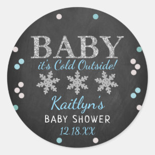 Baby Het is koud buiten Boys Winter Baby shower Ronde Sticker