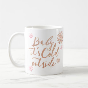 Baby Het is Koud Buiten Chic Pink Waterverf Script Koffiemok