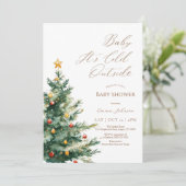 Baby het is koud buiten Christmas Tree Baby shower Bedankkaart (Staand voorkant)