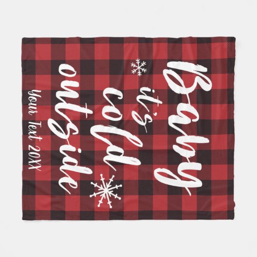 Baby Het is koud buiten de rode buffelplaat Fleece Deken (Voorkant (Horizontaal))