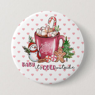 Baby Het is koud buiten de warme cacaoMok, Snowman Ronde Button 7,6 Cm