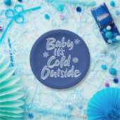 Baby Het is koud buiten Deep Blue Frozen Christmas Papieren Bordje (Feest)