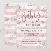 Baby Het is koud Buiten Douche Uitnodiging Meisje  (Voorkant / Achterkant)