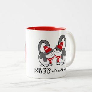 Baby het is koud buiten Eigen naam Kerstmis Tweekleurige Koffiemok