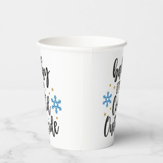 Baby Het is koud buiten Elegant Script Snowflake Papieren Bekers (Rechts)