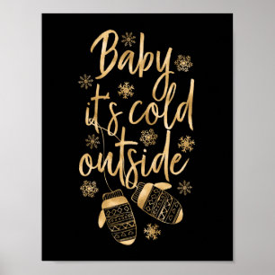 Baby Het is koud buiten Faux Gold Foil handschoene Poster