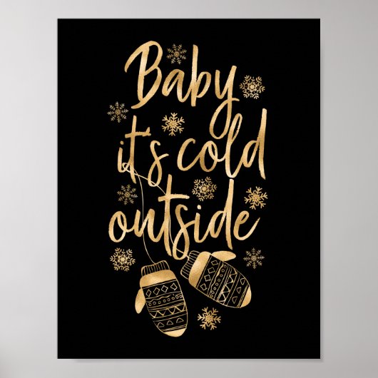 Baby Het is koud buiten Faux Gold Foil handschoene Poster (Voorkant)