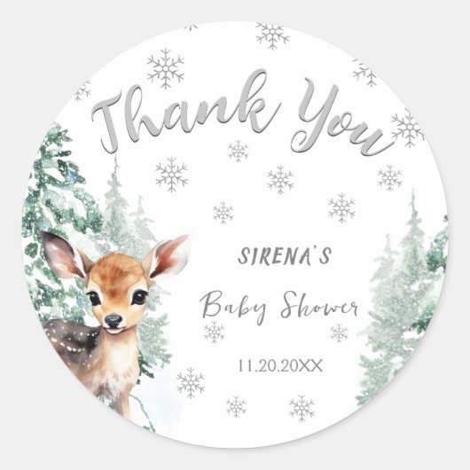 Baby het is koud buiten | Fawn Winter Baby shower Ronde Sticker (Voorkant)
