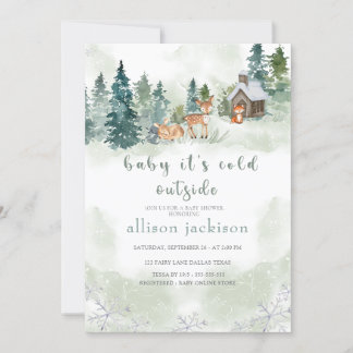 Baby Het is koud buiten Forest Woodland Baby Showe Kaart