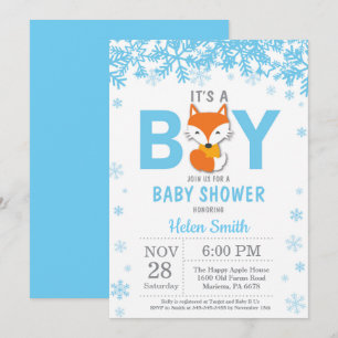 Baby het is koud buiten Fox Boy Baby Shower Kaart