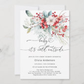Baby het is koud buiten Frosty Floral Baby shower Kaart (Voorkant)