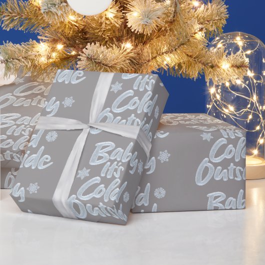 Baby Het is koud buiten Frozen Christmas Rich Grey Cadeaupapier (Feestdagen)