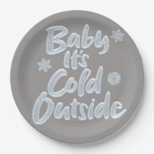 Baby Het is koud buiten Frozen Elegant Grey Type Papieren Bordje