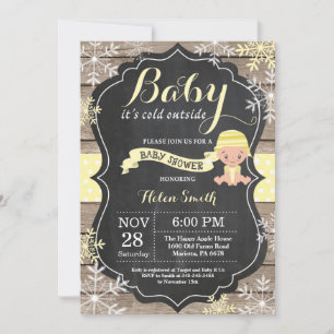 Baby het is koud buiten Gele baby shower Kaart