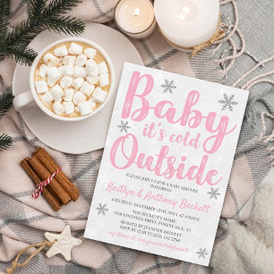 Baby Het is koud buiten Girls Winter Baby shower Kaart