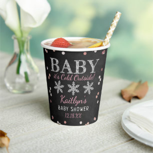 Baby Het is koud buiten Girls Winter Baby shower Papieren Bekers