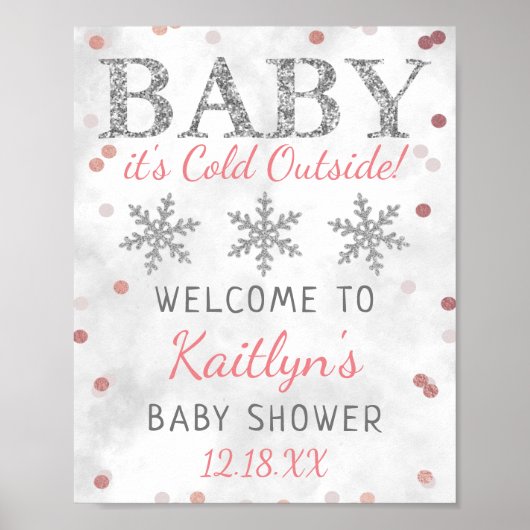Baby Het is koud buiten Girls Winter Baby shower Poster (Voorkant)