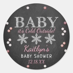 Baby Het is koud buiten Girls Winter Baby shower Ronde Sticker