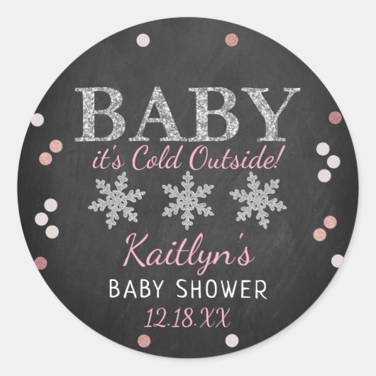 Baby Het is koud buiten Girls Winter Baby shower Ronde Sticker (Voorkant)