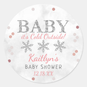 Baby Het is koud buiten Girls Winter Baby shower Ronde Sticker