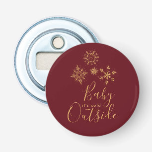 Baby het is koud buiten Golden Snowflakes Button Flesopener