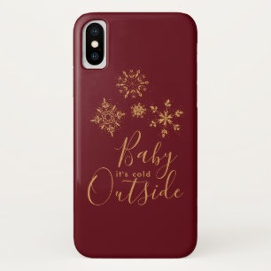 Baby het is koud buiten Golden Snowflakes iPhone X Hoesje