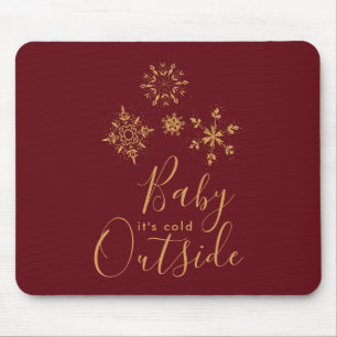 Baby het is koud buiten Golden Snowflakes Muismat