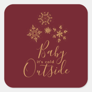 Baby het is koud buiten Golden Snowflakes Vierkante Sticker
