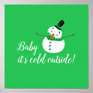 Baby Het is koud buiten, Green Snowman Poster