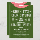 Baby Het is koud buiten Green Sweater Holiday Part Kaart (Voorkant / Achterkant)