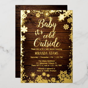 Baby het is koud buiten het Baby shower van de win Folie Uitnodiging
