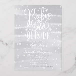 Baby Het is koud buiten het wintergrijze Baby show Folie Uitnodiging