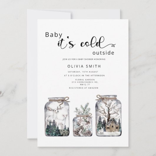 Baby het is koud buiten het winterse baby shower i kaart (Voorkant)