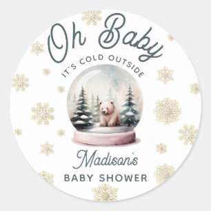 Baby Het is koud buiten het wintersneeuwBaby showe Ronde Sticker