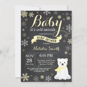 Baby het is koud buiten Ijsbeer baby shower Kaart