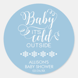 Baby Het is koud buiten jongens Baby shower Sticke Ronde Sticker