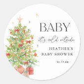 Baby Het is koud buiten kerstBaby shower Ronde Sticker (Voorkant)