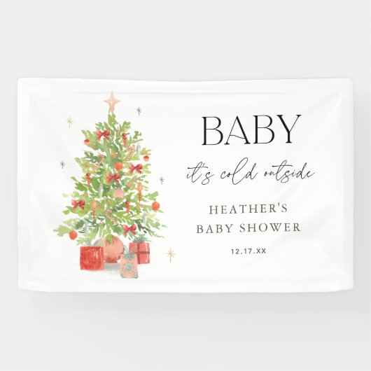 Baby Het is koud buiten kerstBaby shower Spandoek (Horizontaal)